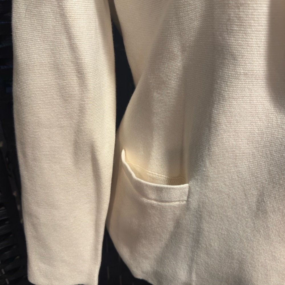 J. Crew Cream Women's Sweater Blazer w pockets. NWT Sz L petite - Picture 4 of 9